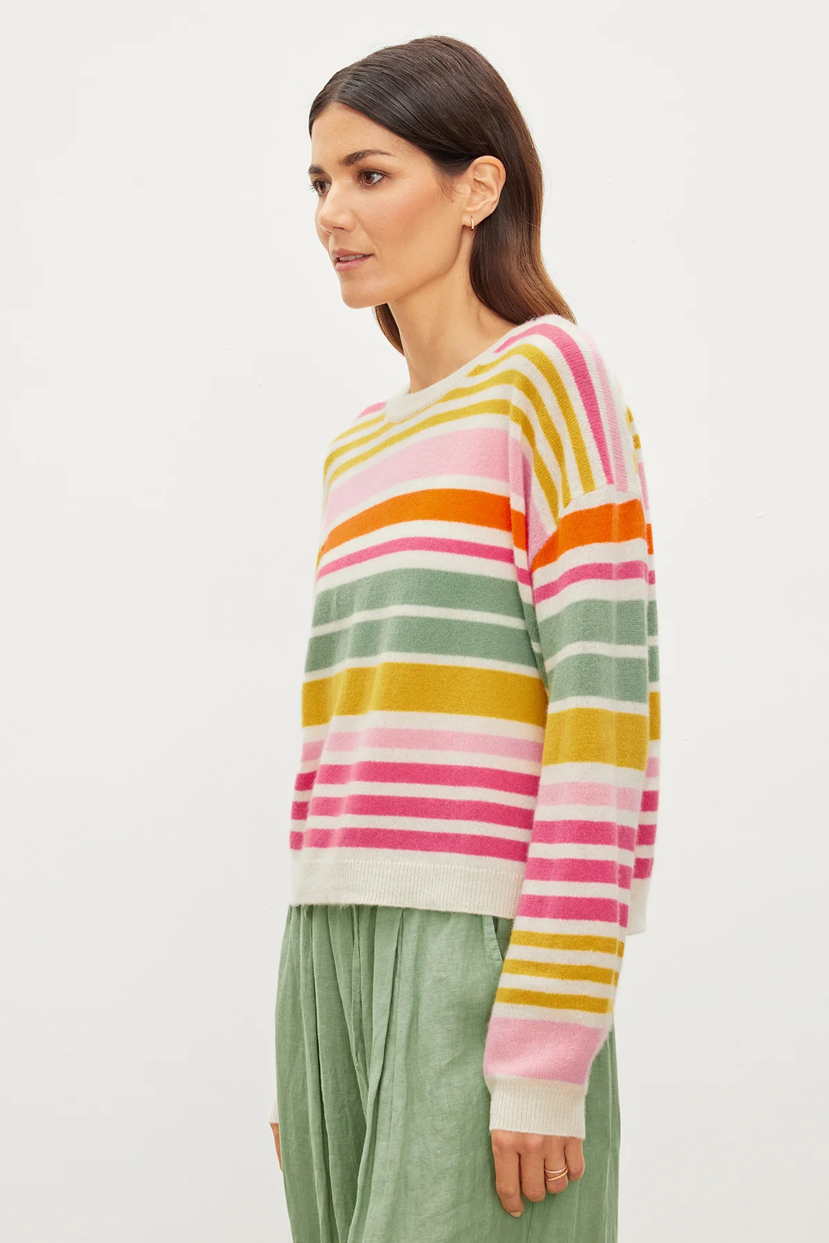 ANNY CASHMERE STRIPED CREW NECK SWEATER - Image 2