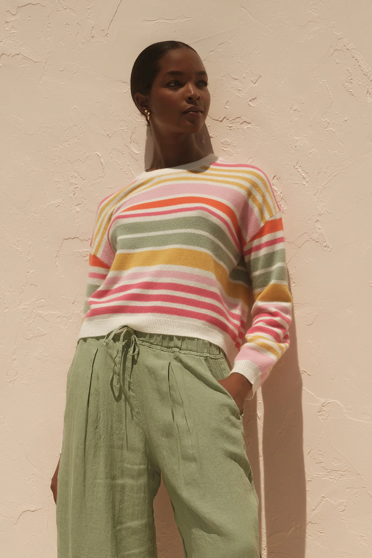 ANNY CASHMERE STRIPED CREW NECK SWEATER - Image 5