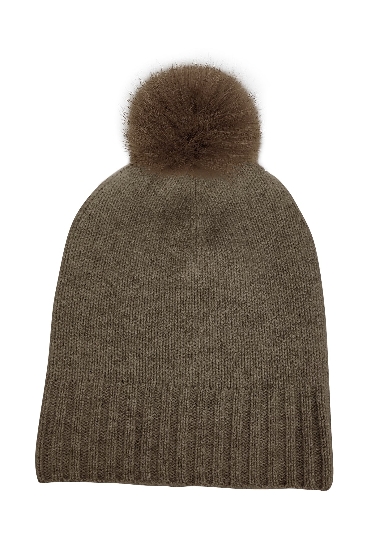 CASHMERE CUFF SLOUCHY FUR POM BEANIE - Image 2