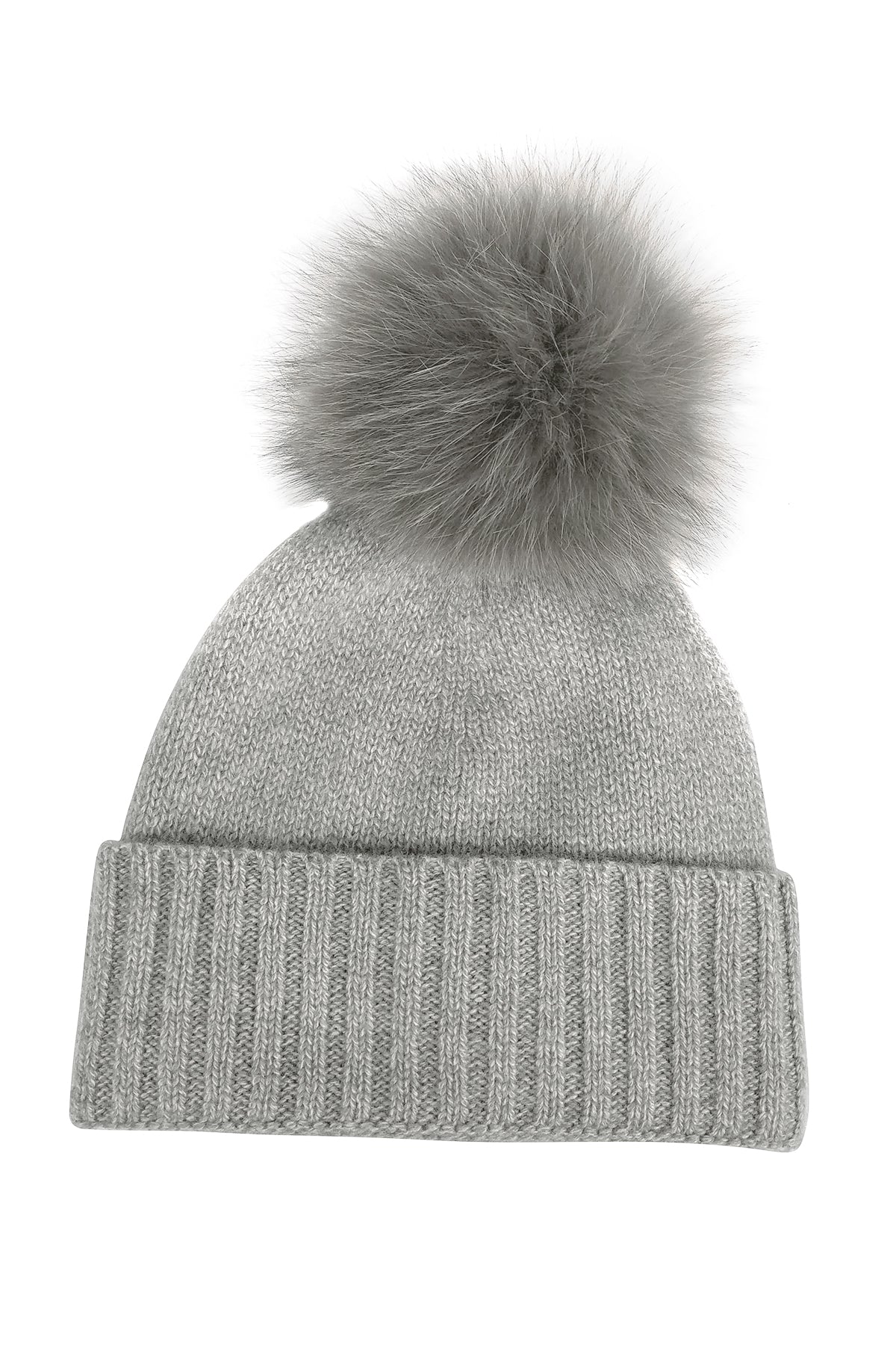 CASHMERE CUFF SLOUCHY FUR POM BEANIE - Image 3