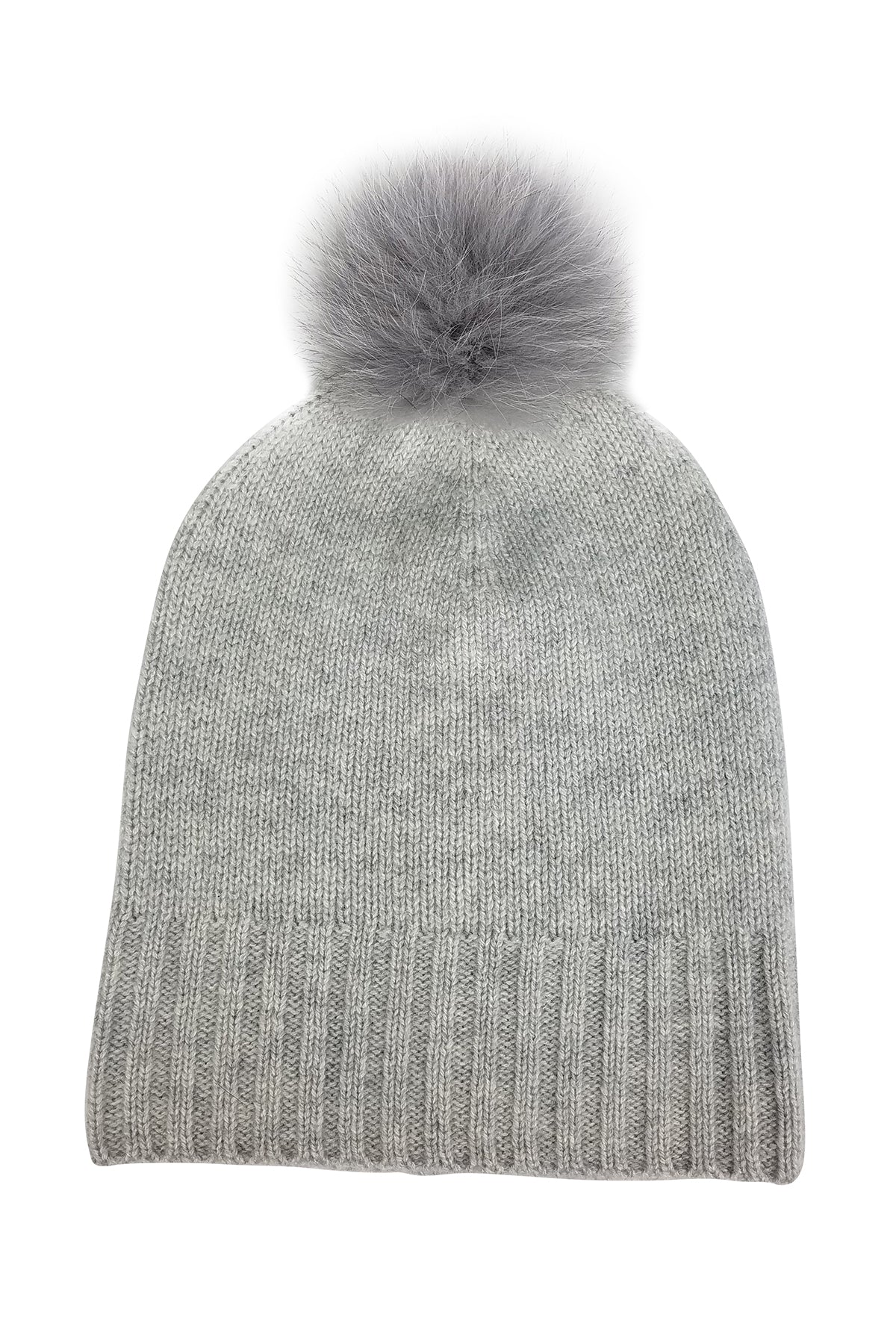 CASHMERE CUFF SLOUCHY FUR POM BEANIE - Image 4