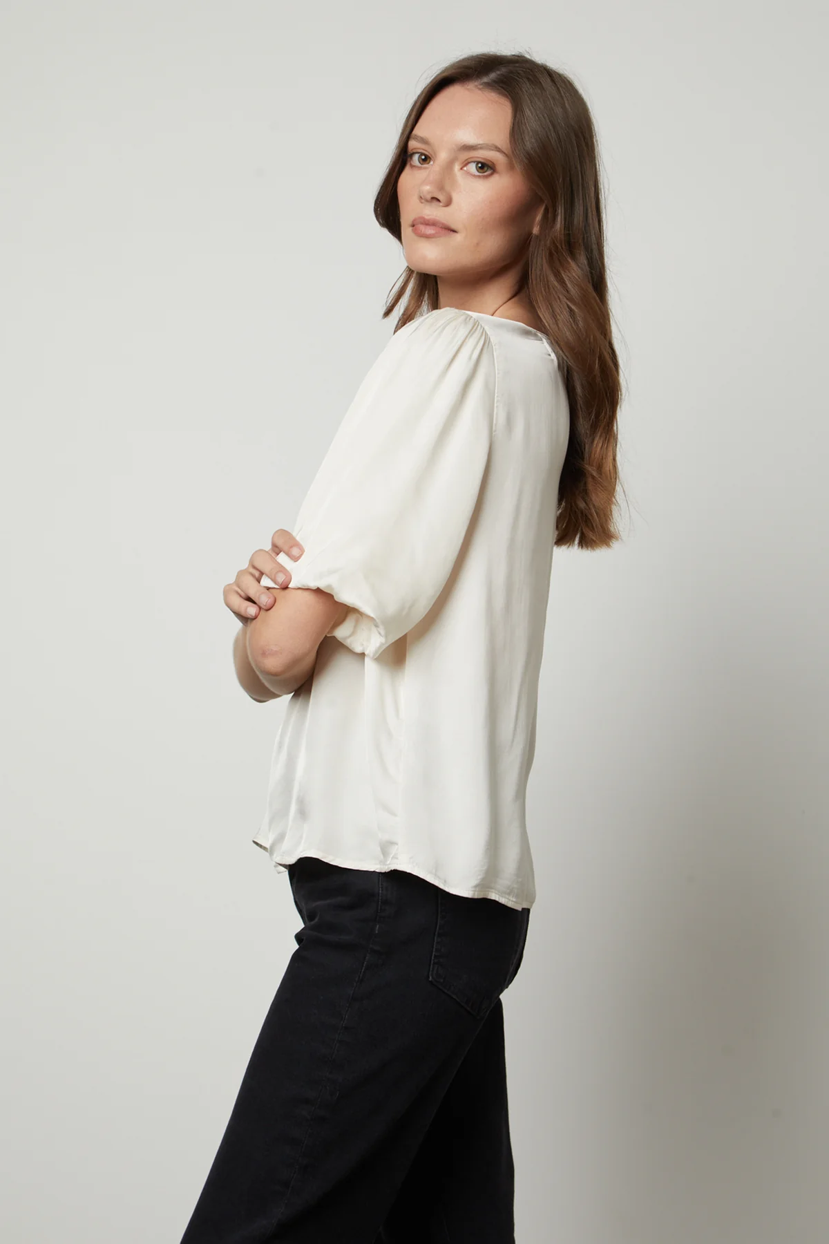 DESI SATIN PUFF SLEEVE TOP - Image 2