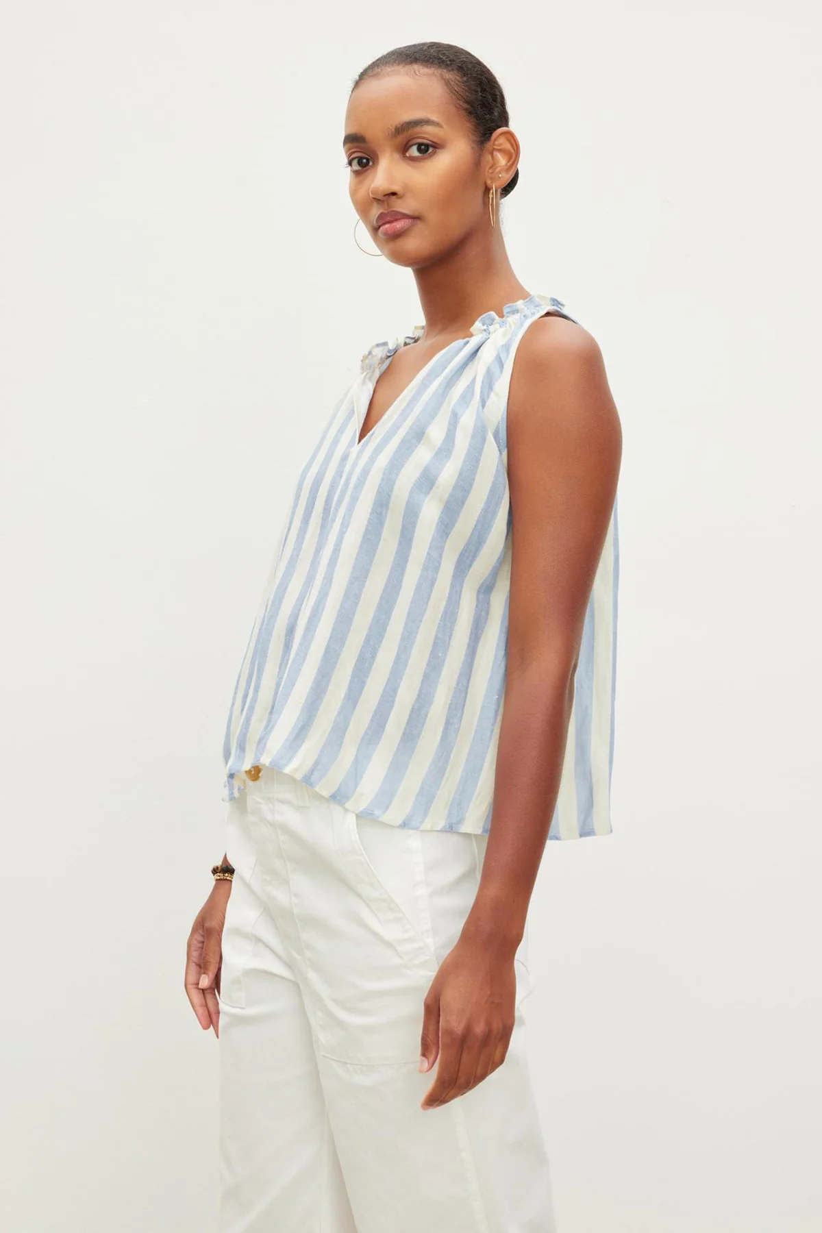 ERICA STRIPED LINEN TANK TOP - Image 5