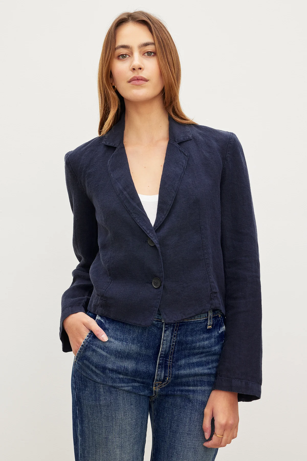 FINLEY HEAVY LINEN CROPPED BLAZER - Image 2