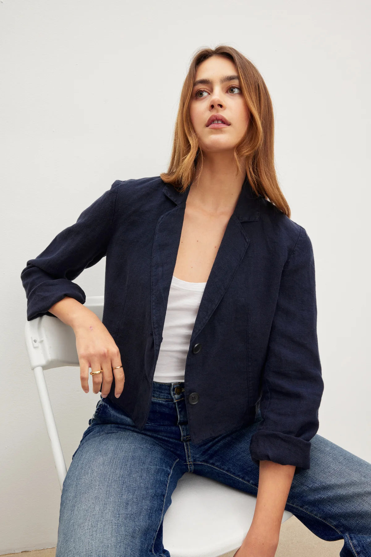 FINLEY HEAVY LINEN CROPPED BLAZER - Image 6