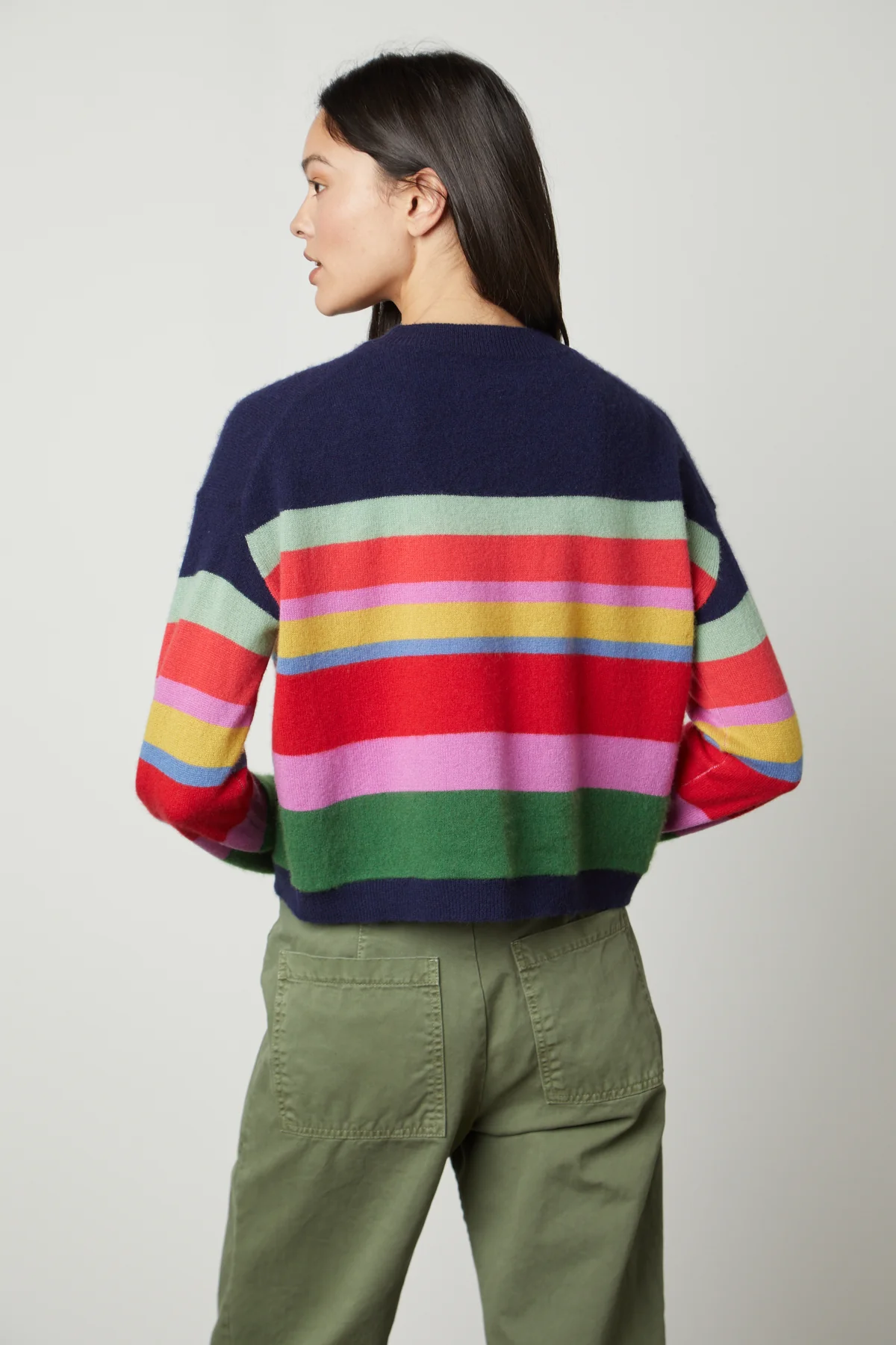 KACEY CASHMERE STRIPED CREW NECK SWEATER - Image 4