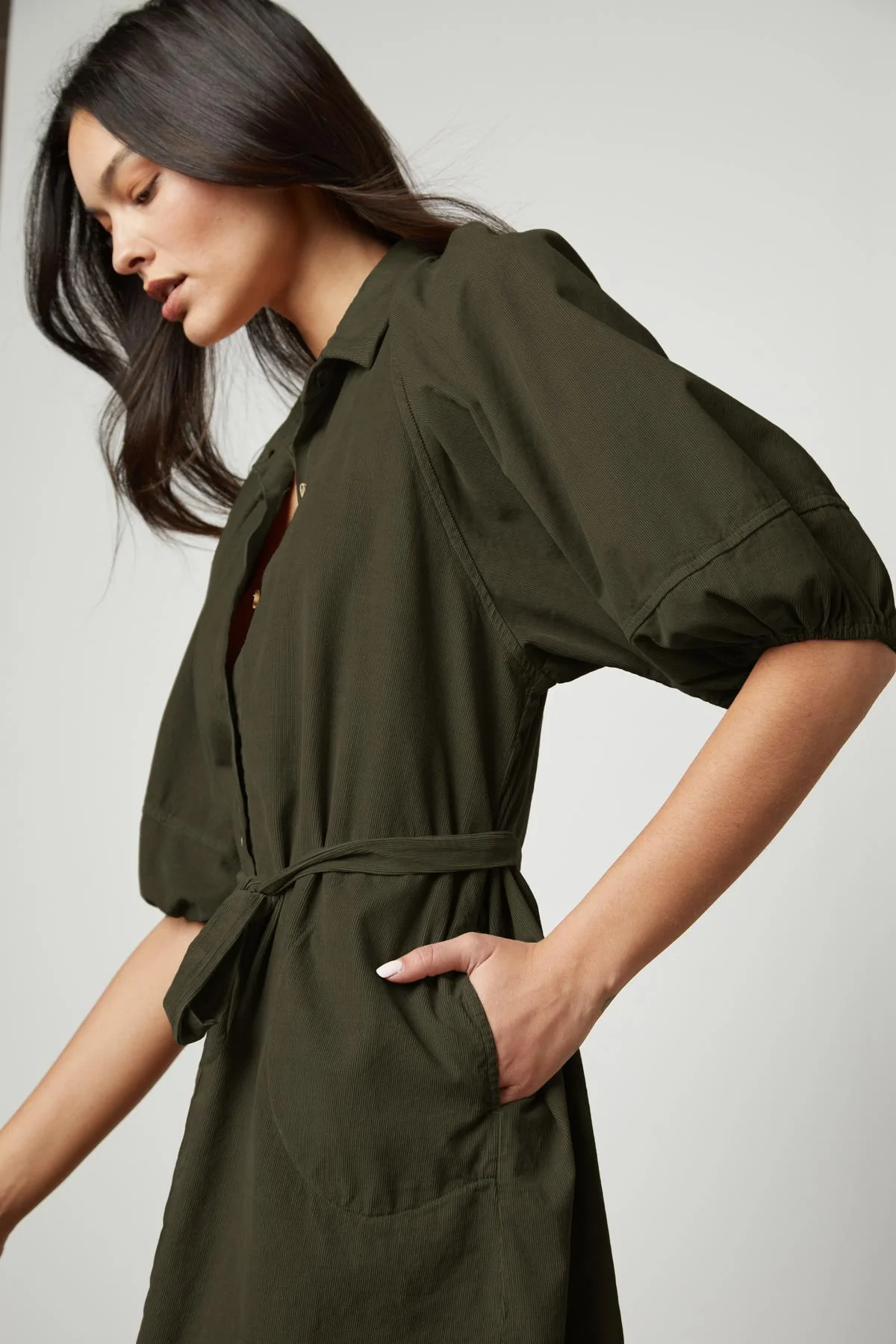 KADY CORDUROY BUTTON-UP DRESS - Image 10