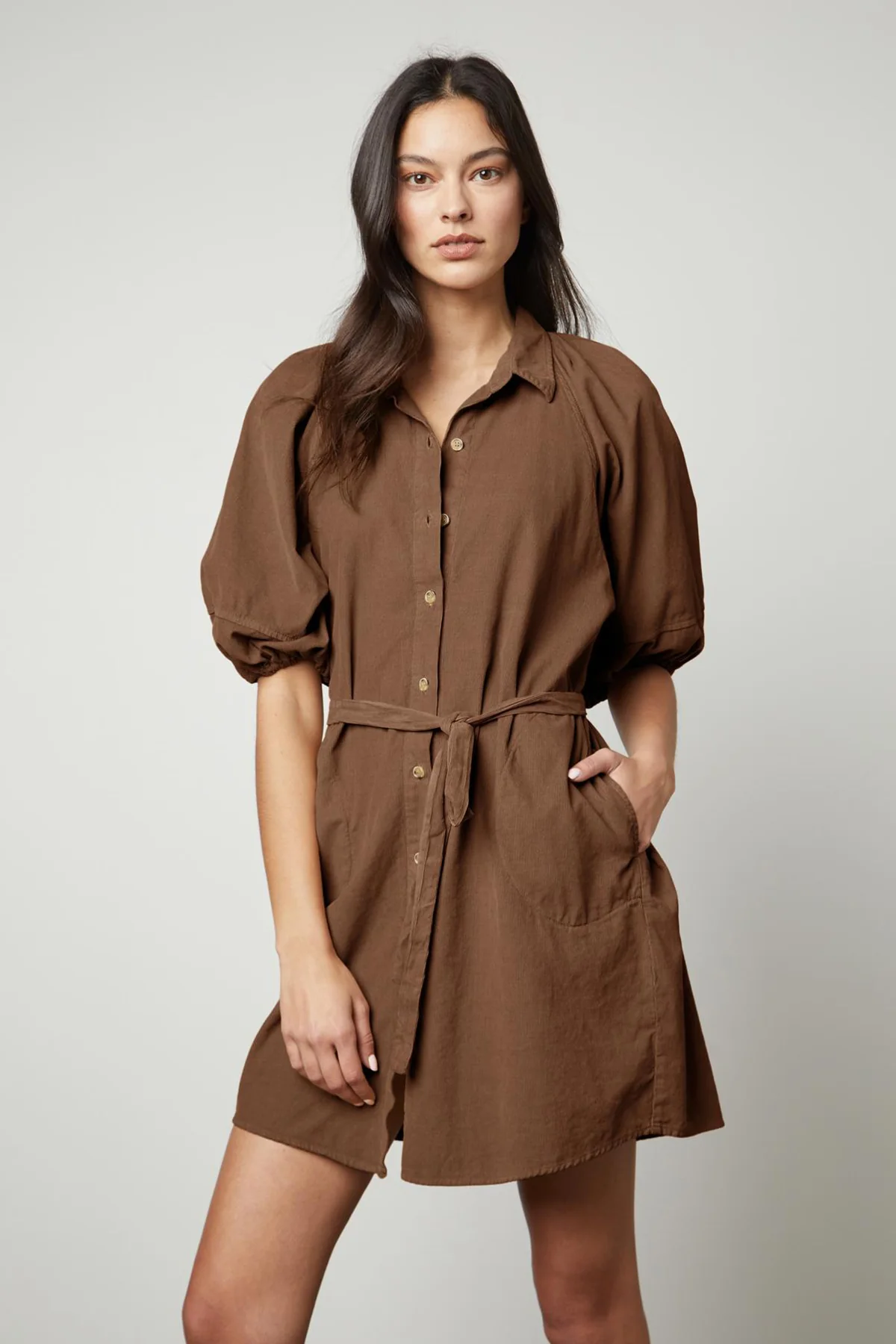 KADY CORDUROY BUTTON-UP DRESS - Image 14