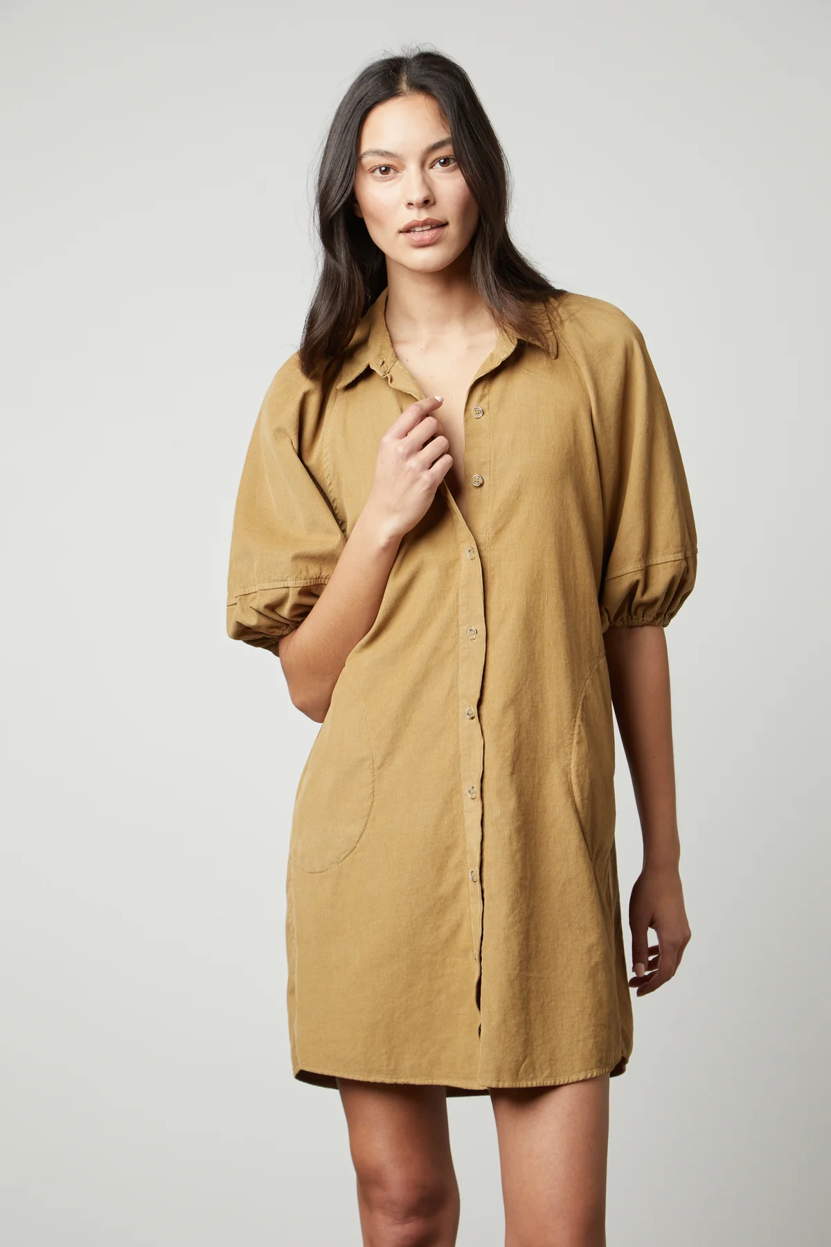 KADY CORDUROY BUTTON-UP DRESS - Image 3