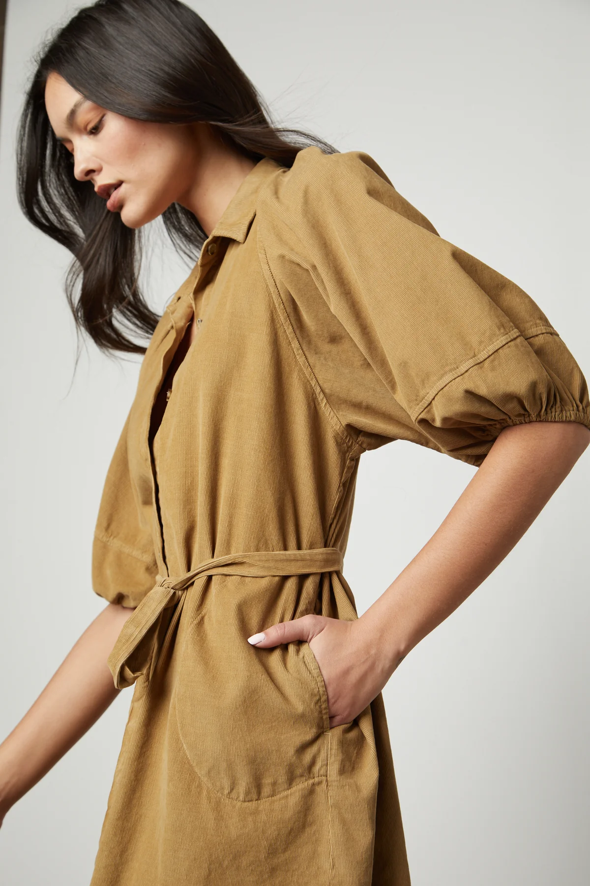 KADY CORDUROY BUTTON-UP DRESS - Image 5