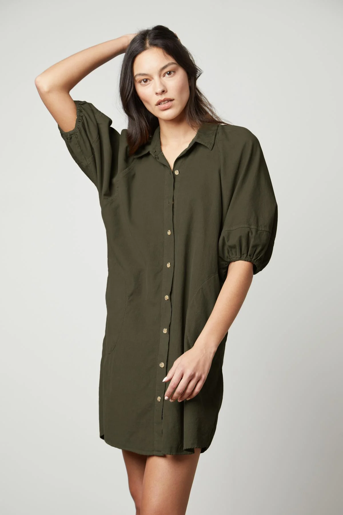 KADY CORDUROY BUTTON-UP DRESS - Image 6