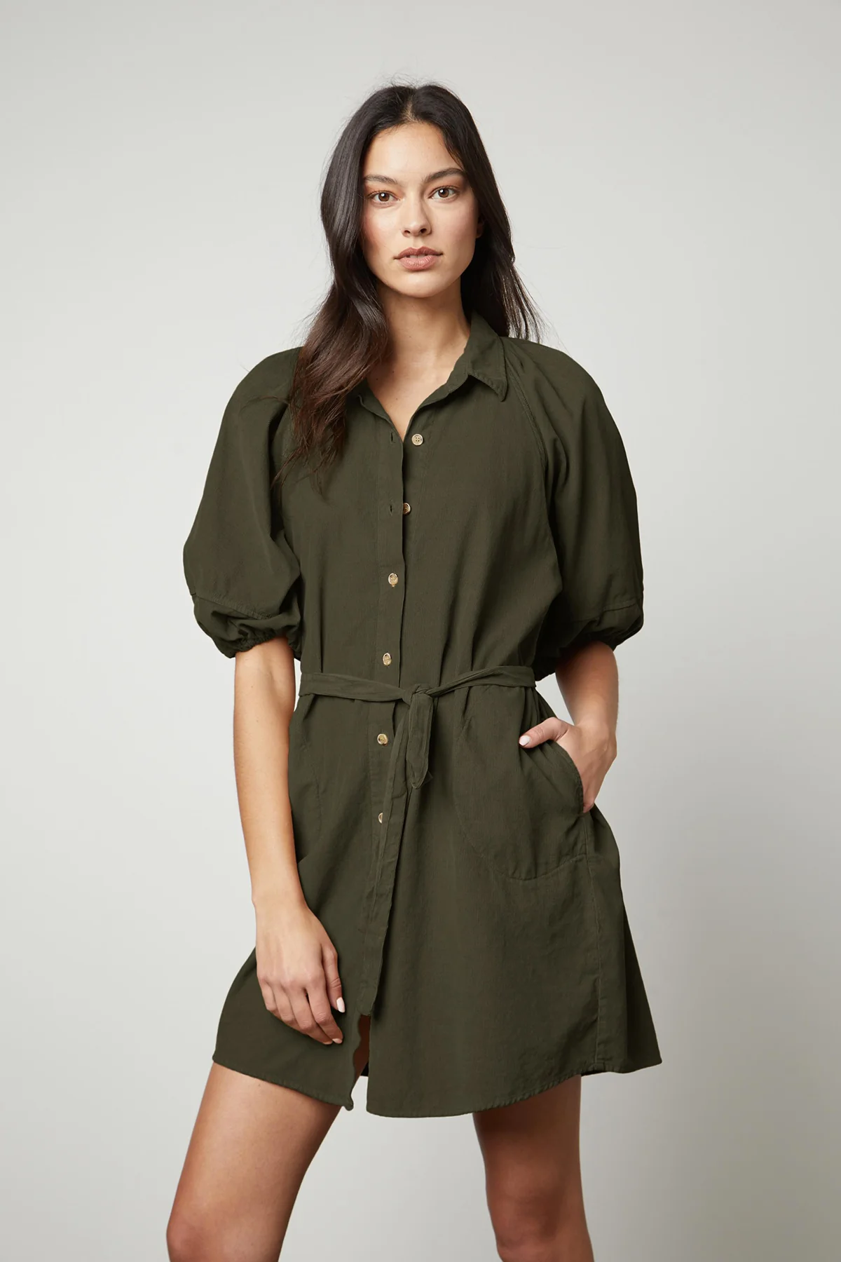KADY CORDUROY BUTTON-UP DRESS - Image 7