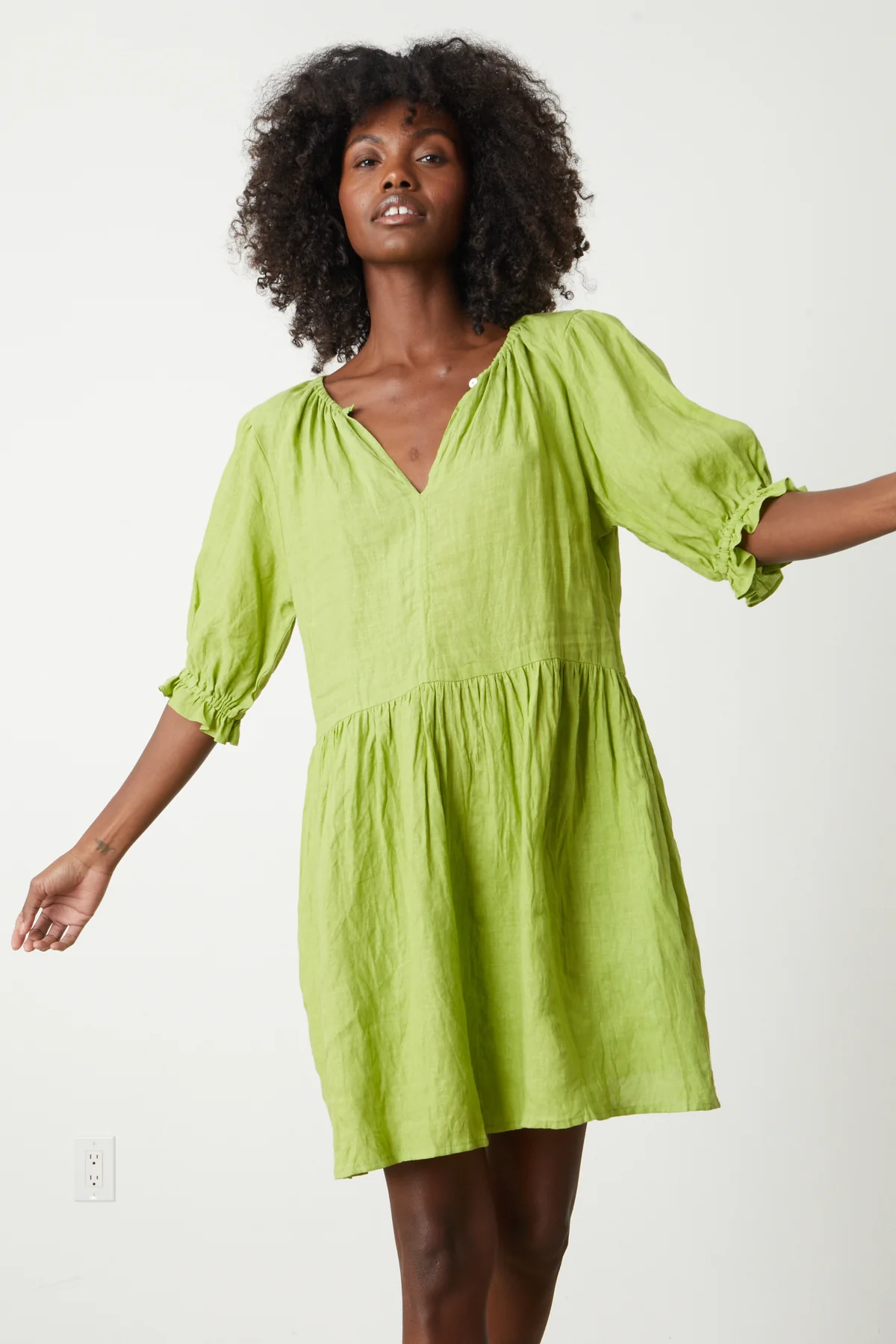 KAILANI LINEN PUFF SLEEVE DRESS - Image 6