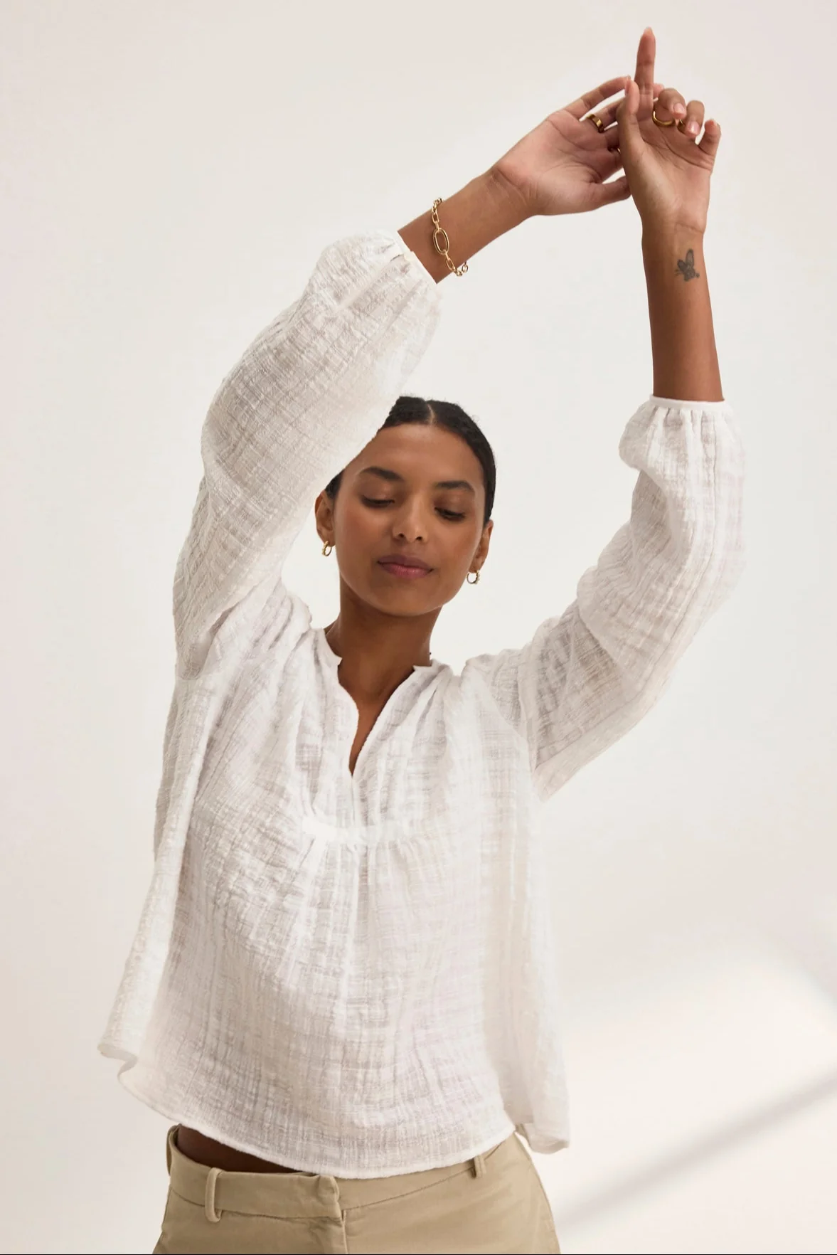 KORA TEXTURED COTTON GAUZE TOP - Image 5