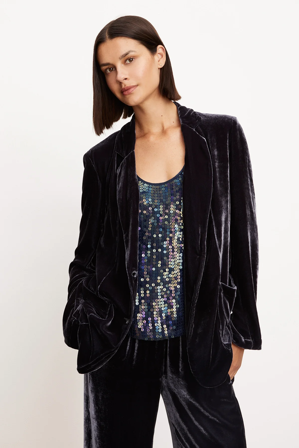 KYLA SILK VELVET BLAZER - Image 2