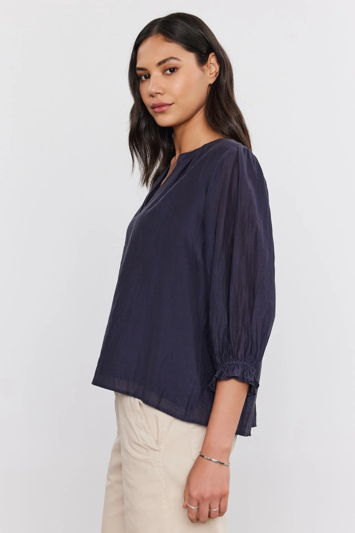 MEL SILK COTTON VOILE BUTTON-UP TOP - Image 6