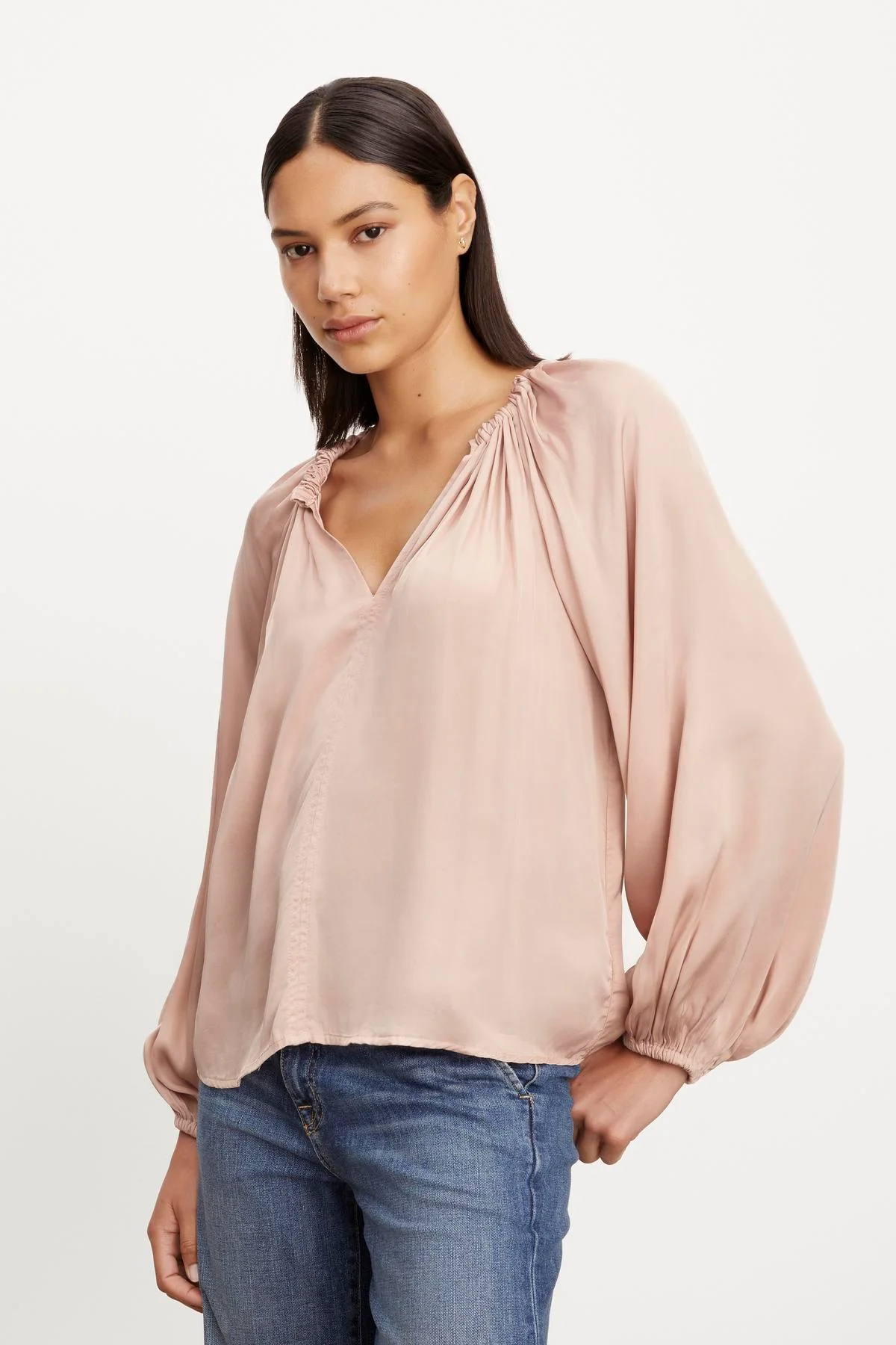 NORIA SATIN PEASANT TOP - Image 2