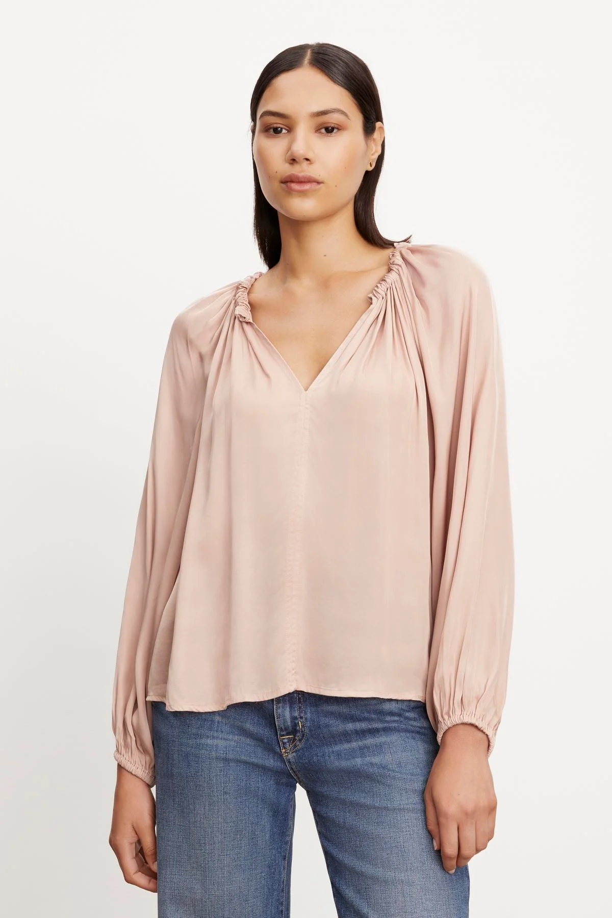 NORIA SATIN PEASANT TOP - Image 4