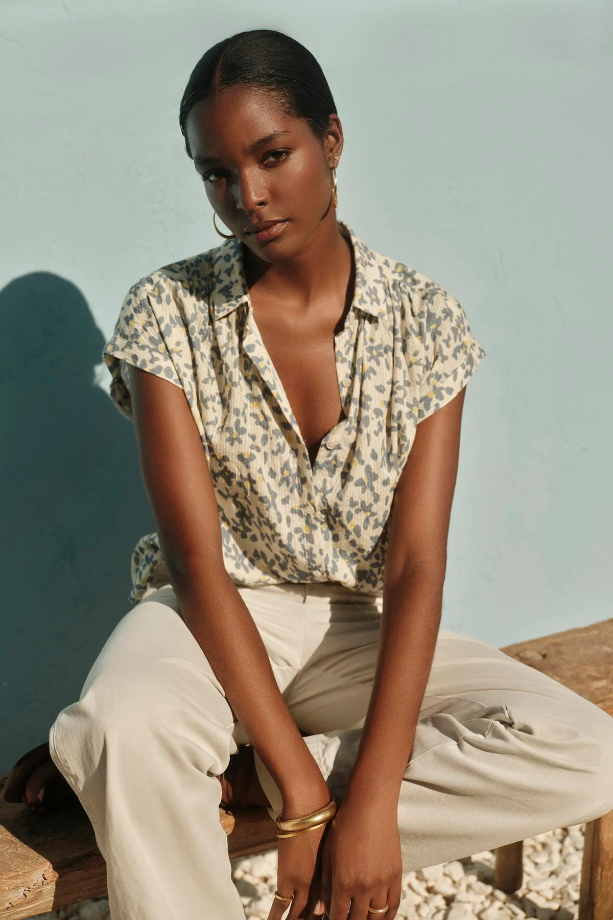 PAULETTE FLORAL BUTTON FRONT TOP - Image 3