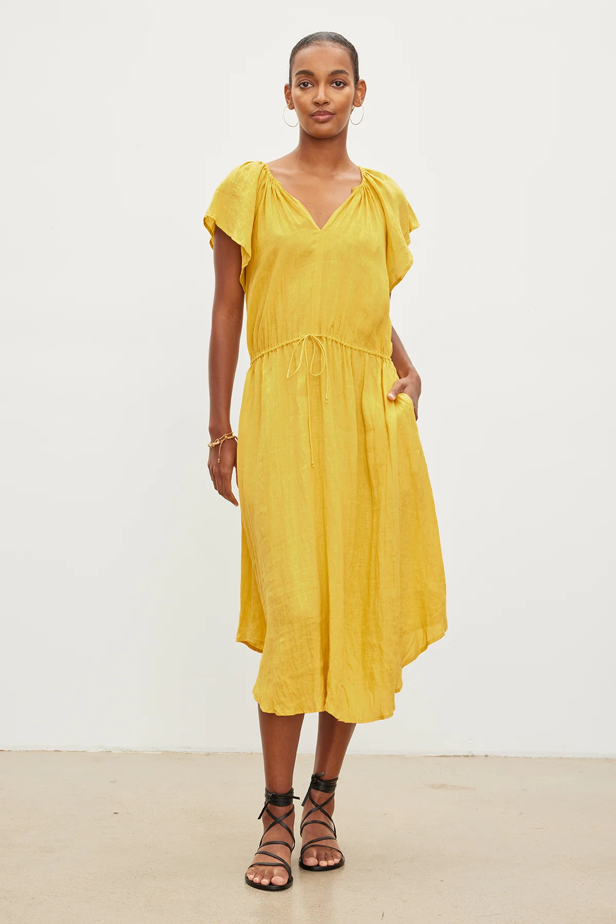 PEPPER LINEN V-NECK DRESS - Image 5