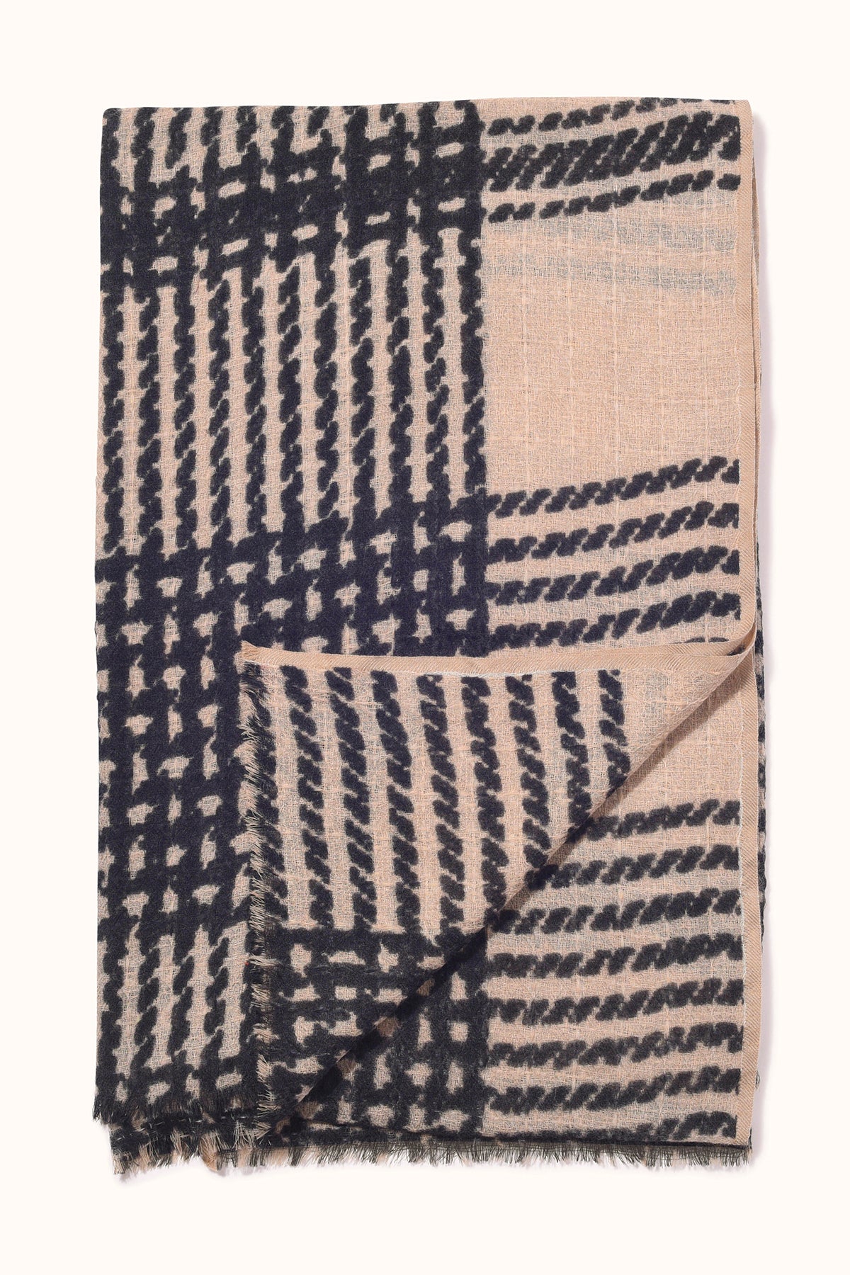 TWEED CHECK WOOL SCARF BY EPICE - Image 4