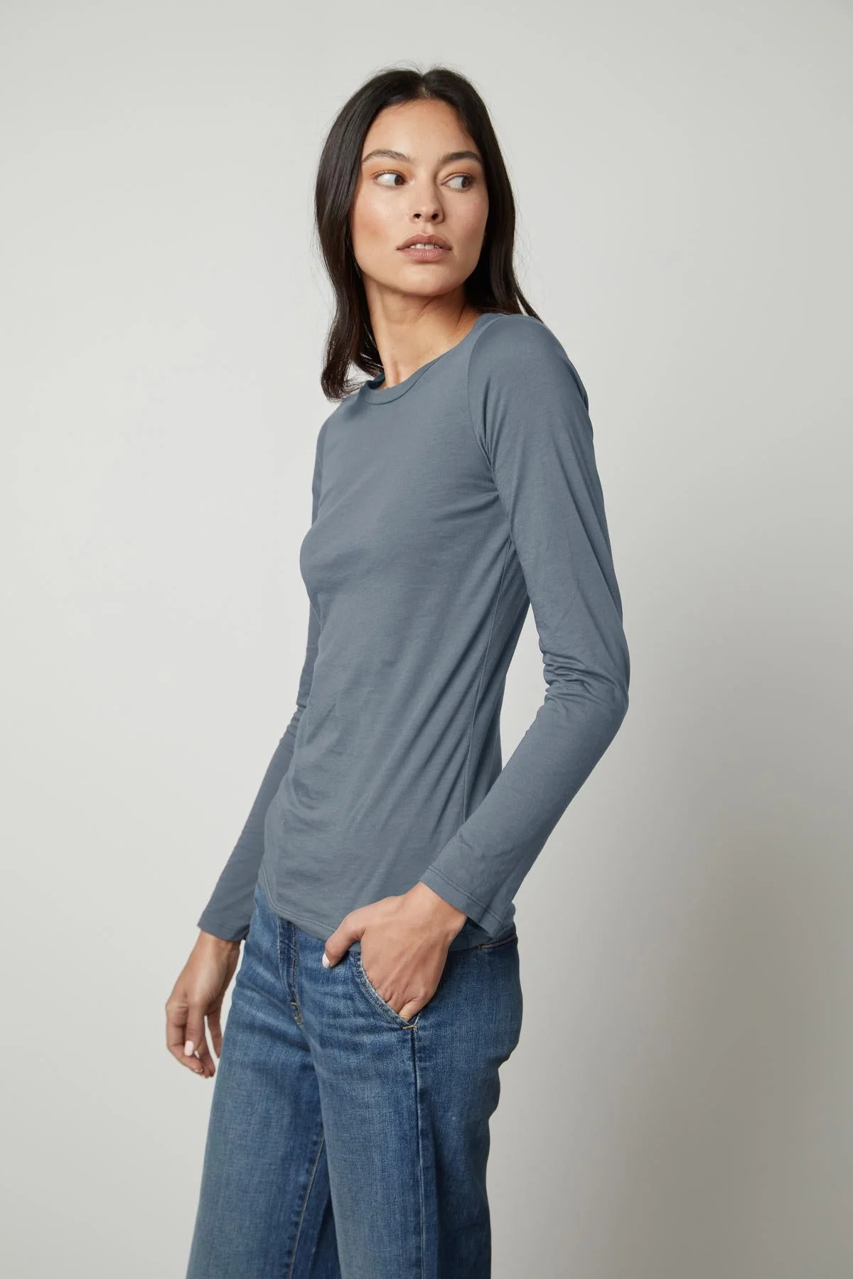 ZOFINA GAUZY WHISPER FITTED CREW NECK TEE - Image 6